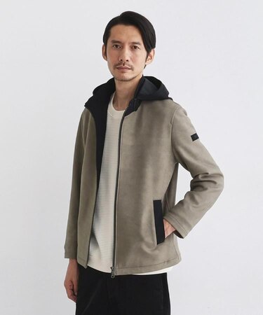 【JUST ONE LAYER】ダウンファブリック ジップアップ フード ブルゾン