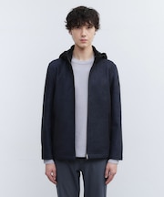 【JUST ONE LAYER】ダウンファブリック ジップアップ フード ブルゾン