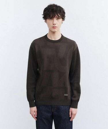 【Made in JAPAN】ビッグチェック＆スライドパズル柄 ニット