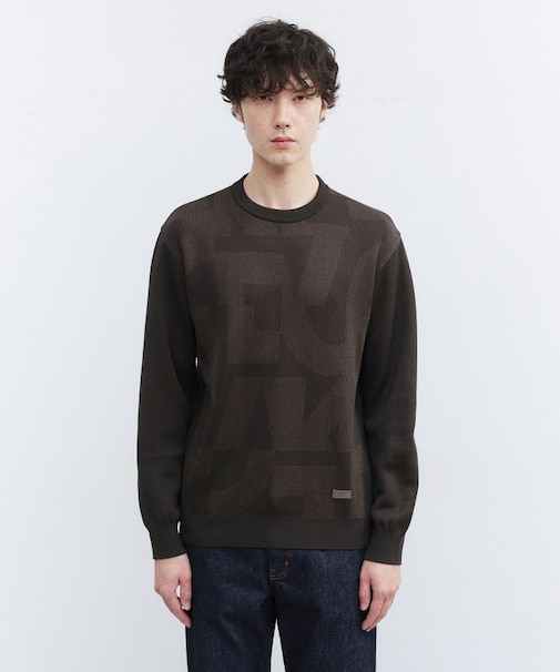 【Made in JAPAN】ビッグチェック＆スライドパズル柄 ニット