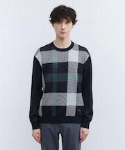 【Made in JAPAN】ビッグチェック&スライドパズル柄 ニット