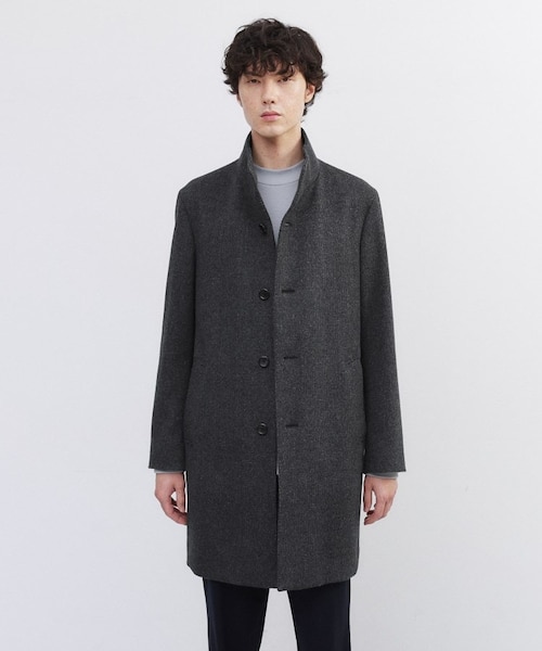 タケオキクチ　近年モデル　カシミヤ混　スタンドカラーコート　ツイード仕立て タケオキクチ 近年モデル カシミヤ混 スタンドカラーコート