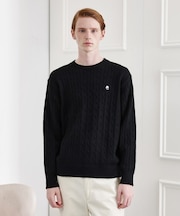 【LIMITED】ワンポイント刺繍ケーブルニット