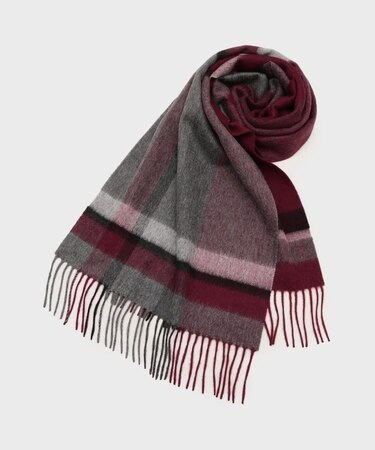 【洗えるカシミヤ】 カシミヤ100 パネルチェックマフラー