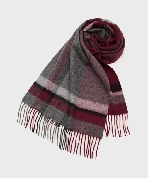 【洗えるカシミヤ】 カシミヤ100 パネルチェックマフラー