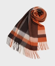 【洗えるカシミヤ】 カシミヤ100 パネルチェックマフラー