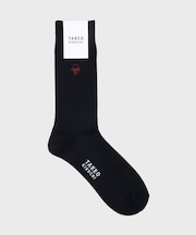 ワンポイント刺繍ウール混ソックス