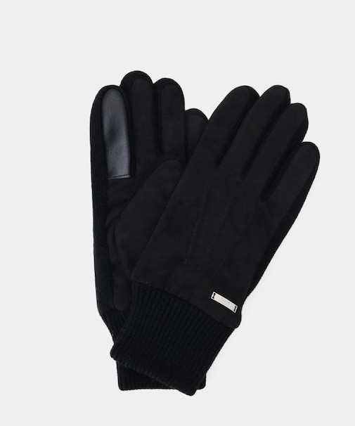 スエード調ニットコンビ ウォッシャブルグローブ