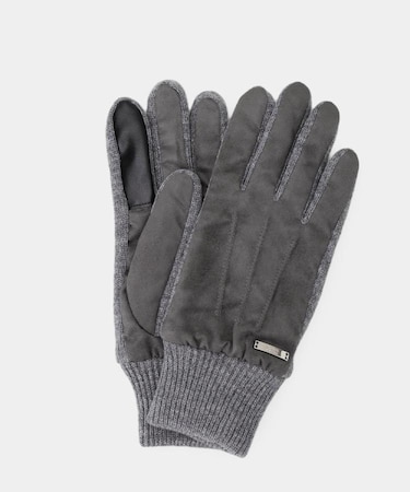スエード調ニットコンビ ウォッシャブルグローブ
