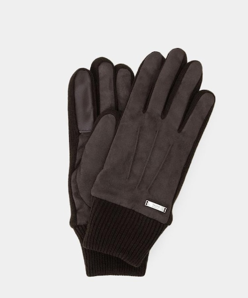 スエード調ニットコンビ ウォッシャブルグローブ
