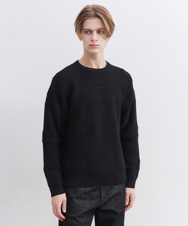 畦編みチェック プルオーバーニット