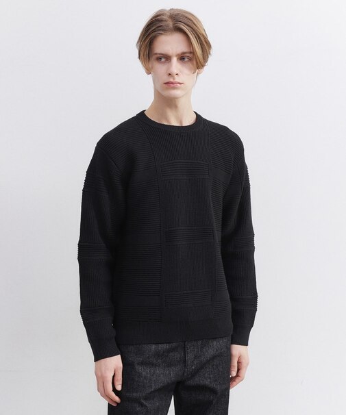 畦編みチェック プルオーバーニット