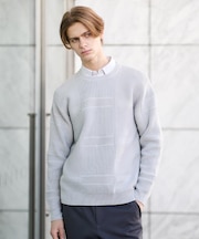 畦編みチェック プルオーバーニット