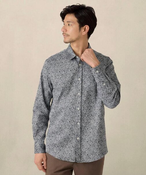 播州 ドビーストライプ フラワーシャツ
