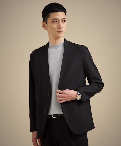 ノーカラー ブラックジャケット SHIPS Colors（シップスカラーズ） ジャケット ノーカラージャケット