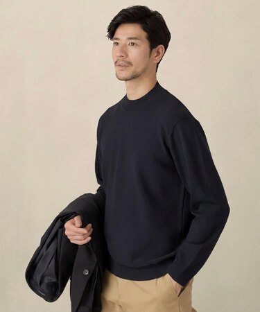 モックネック 鹿の子 ニット プルオーバー