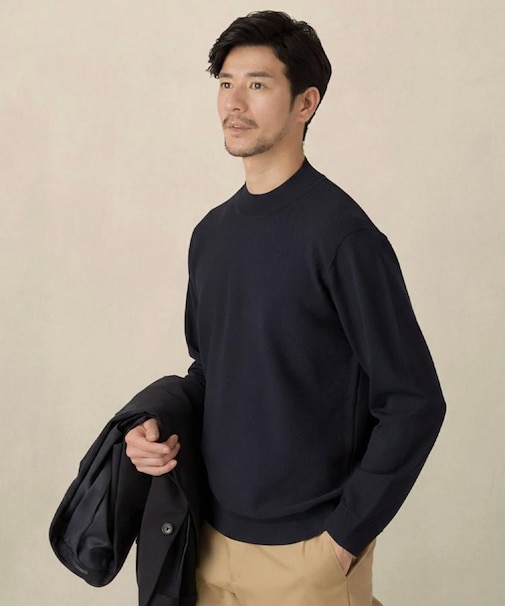 モックネック 鹿の子 ニット プルオーバー