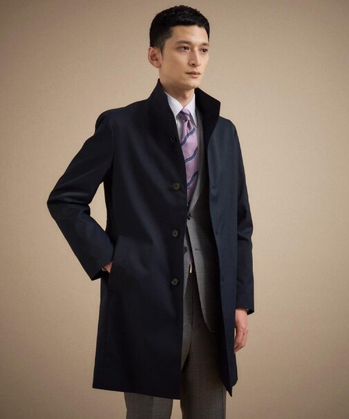 撥水ツイル スタンドカラー コート