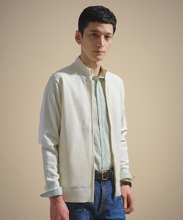 ジップアップ 鹿の子 ニット