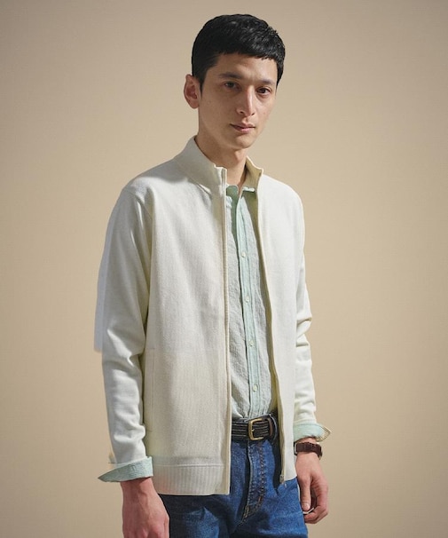 ジップアップ 鹿の子 ニット