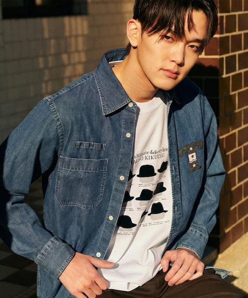 【BOWLER HAT LABEL】Tエンブレム デニムシャツ