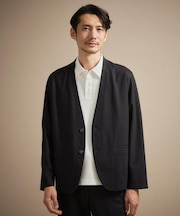 【抗菌防臭】バーズアイメッシュノーカラージャケット