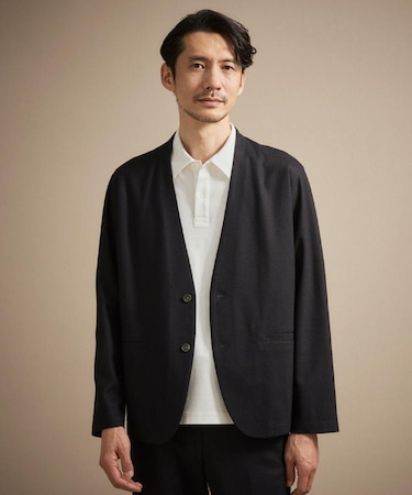 【抗菌防臭】バーズアイメッシュノーカラージャケット