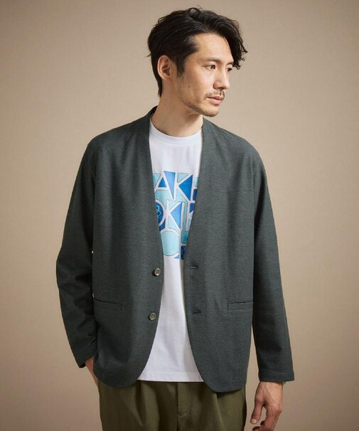 【抗菌防臭】バーズアイメッシュノーカラージャケット