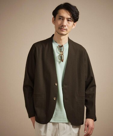 【抗菌防臭】バーズアイメッシュノーカラージャケット