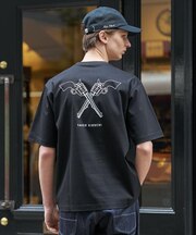 【BOWLER HAT LABEL】アイスクリアコットン バッククロスピストル 半袖Tシャツ