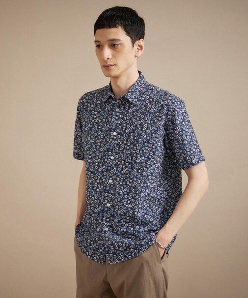 リップル小花シャツ