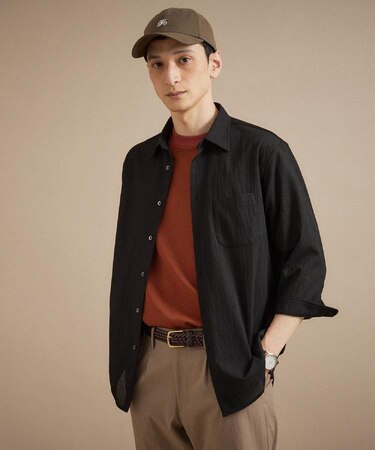 【通気性】トリコットサッカー 7分袖シャツ