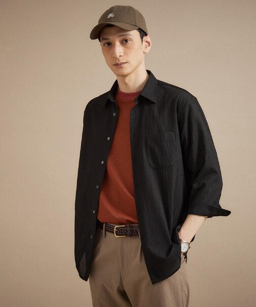 【通気性】トリコットサッカー 7分袖シャツ