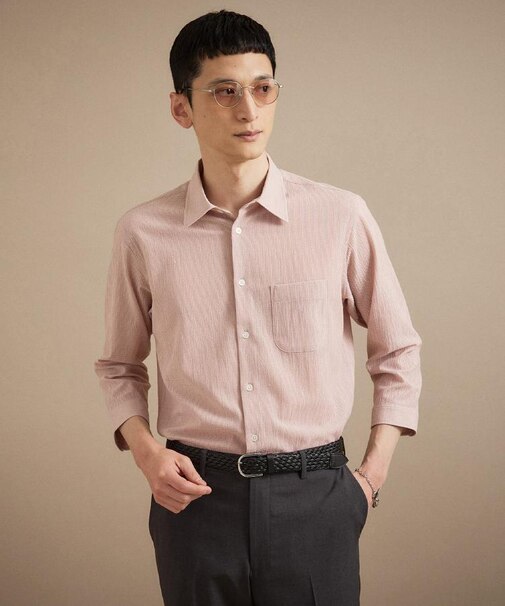 【通気性】トリコットサッカー 7分袖シャツ