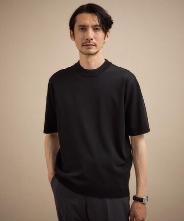 ヴィスコースナイロンモックネックニット