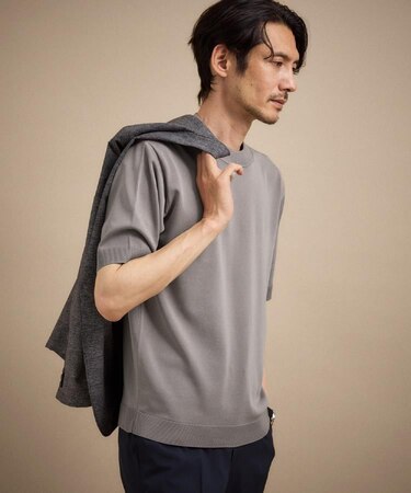 ヴィスコースナイロンモックネックニット