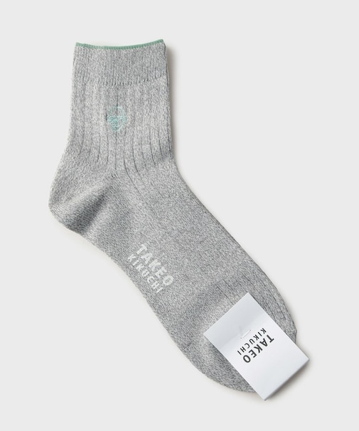 ワンストローク刺繍ショートリブソックス