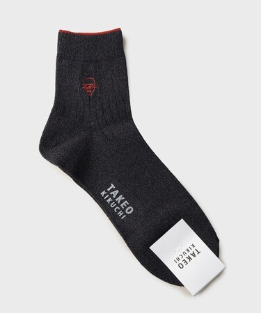 ワンストローク刺繍ショートリブソックス