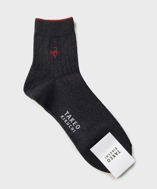 ワンストローク刺繍ショートリブソックス