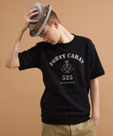 カレッジ風ミニ裏毛半袖Tシャツ