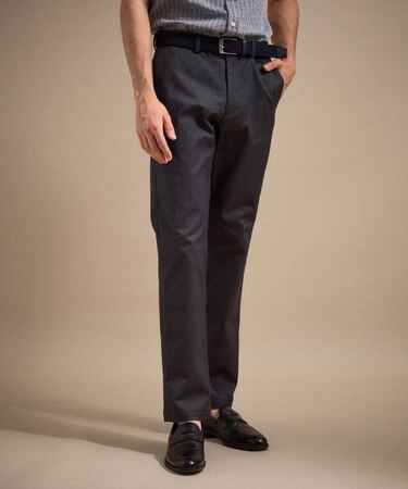 【銘品】播州織り ヘリンボン ストレートパンツ