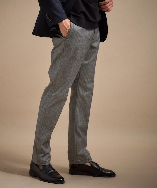 【銘品】播州織り ヘリンボン ストレートパンツ