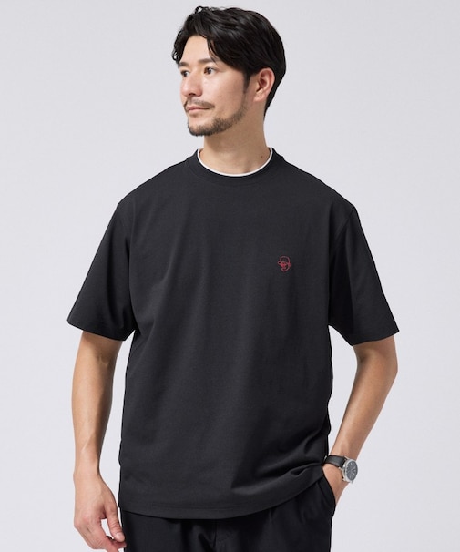 【汗染み軽減/接触冷感】フェイクレイヤード ワンポイント刺繍Ｔシャツ