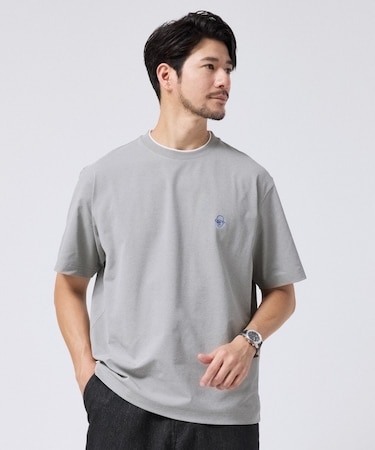 【汗染み軽減/接触冷感】フェイクレイヤード ワンポイント刺繍Tシャツ