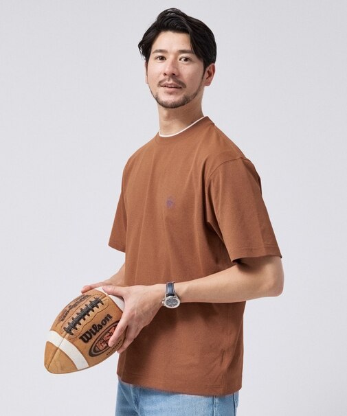 【汗染み軽減/接触冷感】フェイクレイヤード ワンポイント刺繍Ｔシャツ