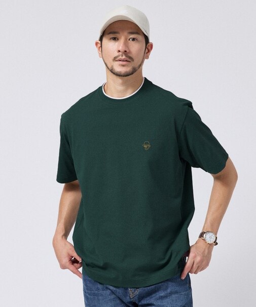 【汗染み軽減/接触冷感】フェイクレイヤード ワンポイント刺繍Ｔシャツ