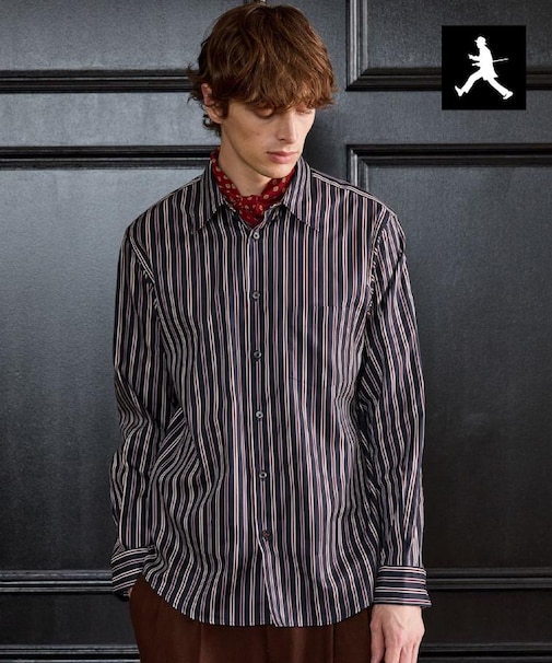 【BOWLER HAT LABEL】日本製オルタネートストライプシャツ