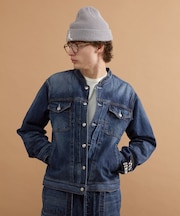 【525DENIM】14ozデニム ノーカラーGジャン