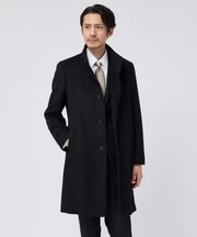 【ウールカシミヤ混】スタンドカラーコート