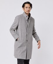 【ウールカシミヤ混】スタンドカラーコート